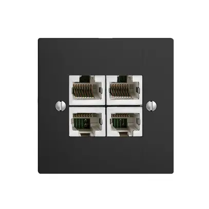 Einsatz zu UP-Anschlussdose 4×RJ45/s 4P getr. EDIZIOdue schwarz ITplus 