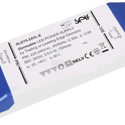 Bloc d'alimentation DOTLUX, p.bandes LED, 75W, 24VDC, 0.5…3.1A, 124×82×23mm IP20 