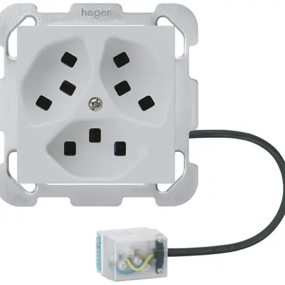 Presa INS Hager kallysto, 3×T23, con adattatore Power L1, K, grigio chiaro 