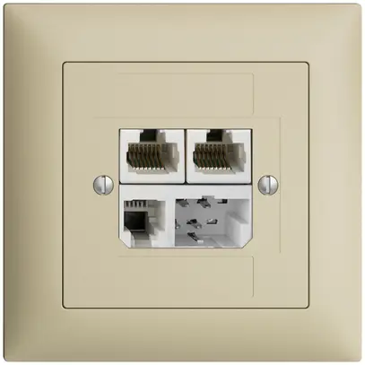 Scatola INC T+T/2×RJ45/RJ11/u ADSL ITplus EDIZIOdue vanille 