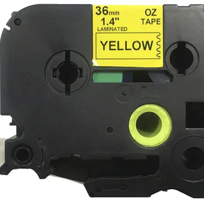 Cassette ruban compatible avec OZE-661, 36mm×8m, jaune/noir 