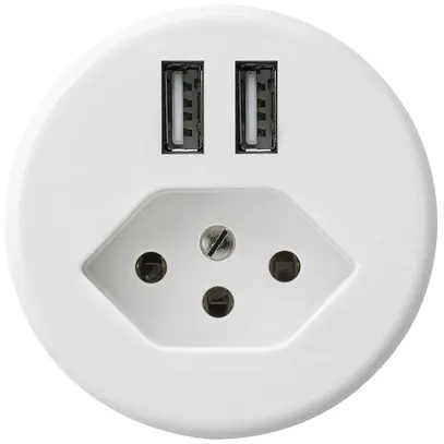 Presa 2×USB & tipo 13 basico A 2400mA bianco 