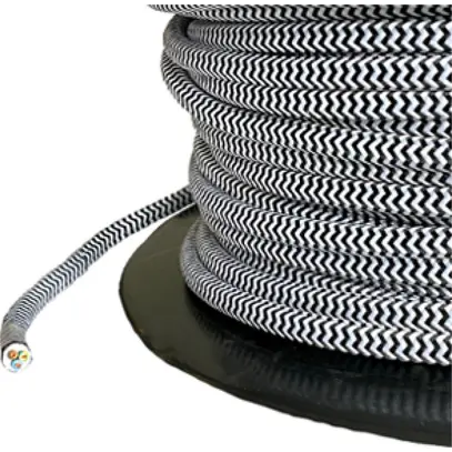 Câble textile Elektrogros 3×0.75mm² blanc/noir rouleau à 50m 