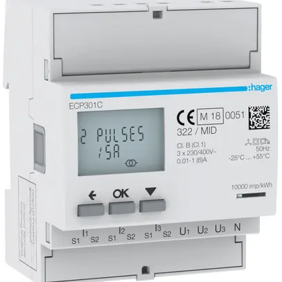 Contatore energia AMD HA ECP301C 3P indiretto x/5A Impuls S0 MID imp.+exp.2T 