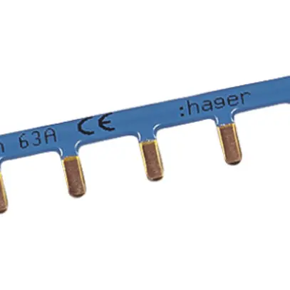 Phasenschiene Hager 1L Stift 10mm² 63A 228×13mm blau 