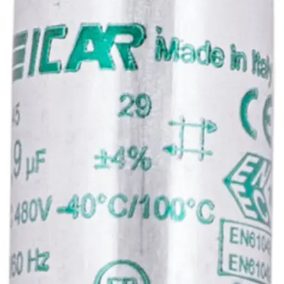 Condensatore ICAR IL 45/29 25X78MM 2.9µF 250V p.lampada (serie) Ø25×78mm 