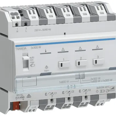 Actionneur-variateur AMD Hager TXA663A KNX easy 3×300W 6UM 