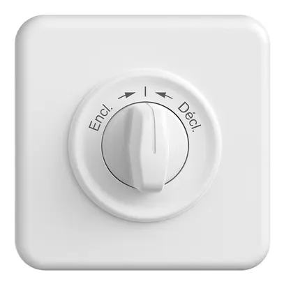Kit frontale STANDARDdue Encl.->I<-Décl. bianco 90×90mm per pulsante girevole 