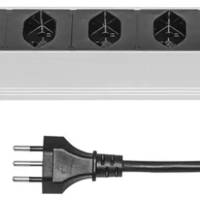 Presa multipla STEBA ALU PROfil 19" 1UA 8×T13, con cavo 3m T12, 10A nero 