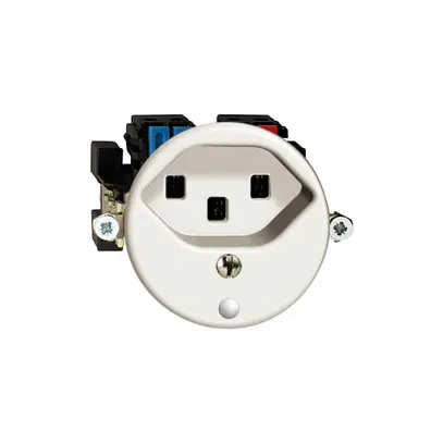 Prise FH T23 16A blanc avec LED vert, bornes enf. 