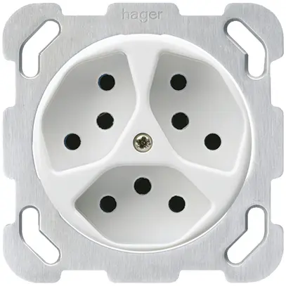 Inserto per presa INC basico 3×tipo 13 con placca di fissaggio bianco 
