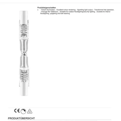 Halogenlampe Sylvania DE ECO R7s 120W 2245lm 2950K 230V 78mm klar 
