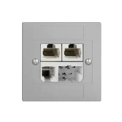 Boîte ENC T+T/2×RJ45/RJ11/u ADSL ITplus EDIZIOdue silver 