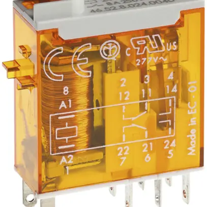 Relais à fiches Finder 24VAC, 2C AgNi 8A 250VAC 