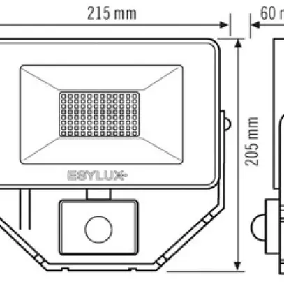 Projecteur LED ESYLUX AFL BASIC, 30W 3000K 3000lm 200×60×195mm IP65, noir 