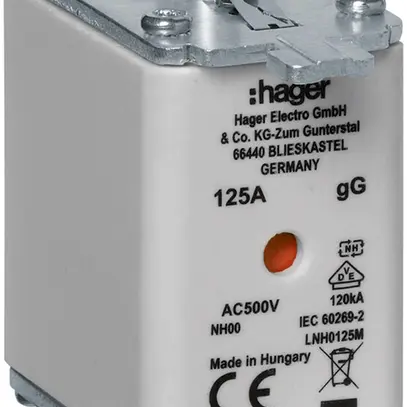 Fusible HPC Hager DIN00 500VAC 125A gG/gL avertisseur double antirouille 