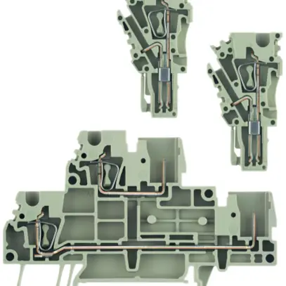 Borne multi-étage Weidmüller ZDT 2.5/2 connexion à ressort 2.5mm² 2 étages beige 