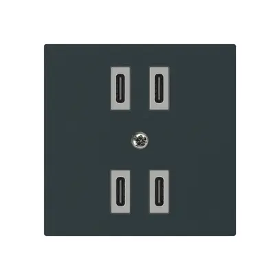 Prise de charge USB Hager kallysto 2×C-C 2×20W ou 4×10W 5V 60×60mm noir 