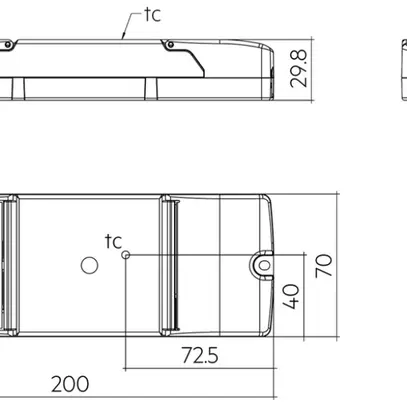 Alimentazione LED Tridonic LC 10.8…25W 54V 200…600mA ON/OFF 200×70mm 