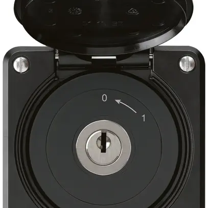 Contatto rotativo a chiave INC robusto IP55 nero con coperchio 2P 