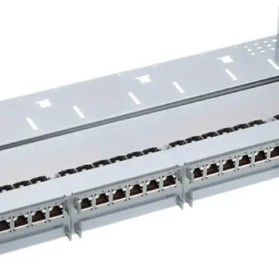 Panneau de distribution 19" HD 1UH cat.6A avec 24×RJ45s 43.2×482.6×225mm gris 