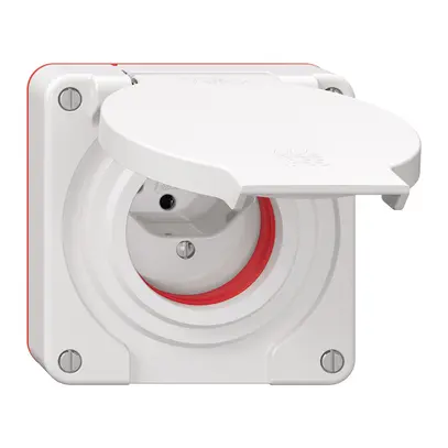 Prise NEVO N.CO 1×T13, IP55 d'après SN 441011, a.joint rouge, blanc 