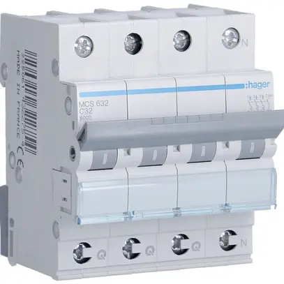 Disgiuntore Hager MCB quickconnect 4P 415V tipo C 32A Icn 6kA 4UM 