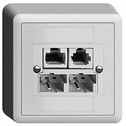 Presa AP 2×TT/RJ45/RJ11/u ADSL ITplus EDIZIOdue bianco 