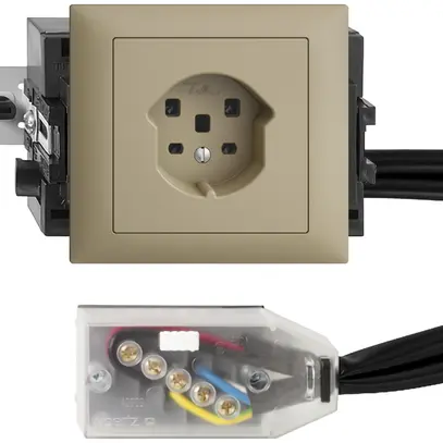 EB-Steckdose EDIZIOdue T25 sand 49…69mm für Flachkabel Technofil 