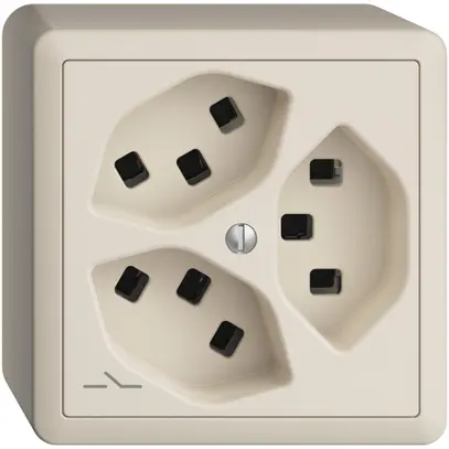 Prise AP 3×T23 Feller EDIZIOdue FX54, 1×séparé, bornes enfichables, crema 