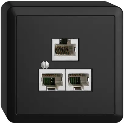Scatola AP 3×RJ45/s 4P sep. EDIZIOdue R&M swissline nero 