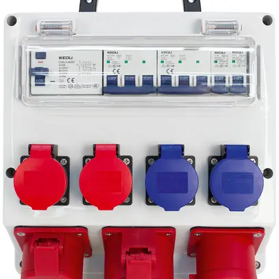 Stromverteiler Steffen 63A 2×T23 2×T25 1×CEE16 1×CEE32 mit FI IP55 