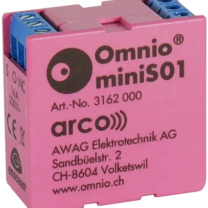 Actionneur-commutateur RF INC Omnio miniS01, 1-canal 16A/230VAC, EnOcean 