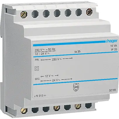 Piccolo trasformatore AMD Hager 16W 12V 24V 1.33A 0.67A 4UM 