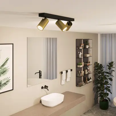 Spot Philips Idris GU10 3×5W IP44 442×119mm noir/laiton 