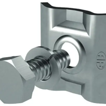 Placca di serraggio Flury FE 85 acciaio inossidabile A4, Ø 6…8mm, p.2 conduttore 
