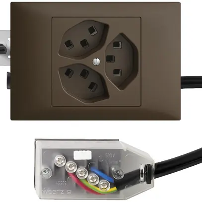 Prise INC 3×T23 16A coffee 53mm L3 EDIZIOdue pour Technofil 
