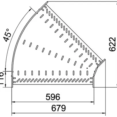 Coude BET RB 45° 60×600mm acier zingué en continu 