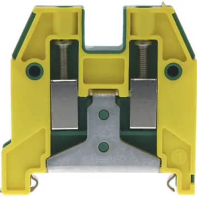 Morsetto di terra componibile Woertz 2.5…6mm² vite 2×1 DIN 35mm verde/giallo 