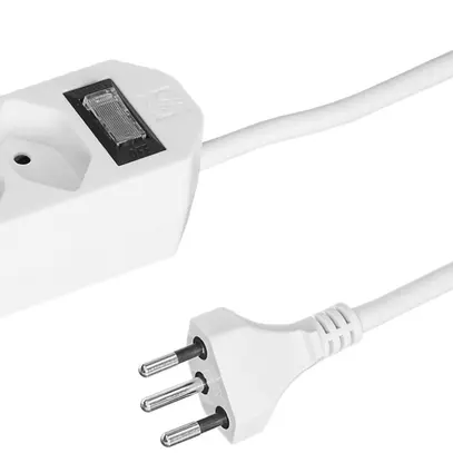 Prise multiple COMPACT 1.5m 2×T13 avec interrupteur, blanc 