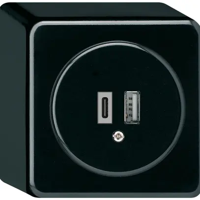 Presa di carica USB AP basico 18W PD 1×tipo A 1×tipo C nero 