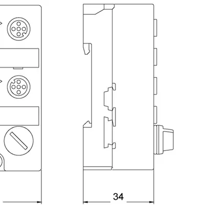 Modulo compatto ASi Siemens 3RK1 K45 4×DI (≤200mA) con raccordi M12 IP67 
