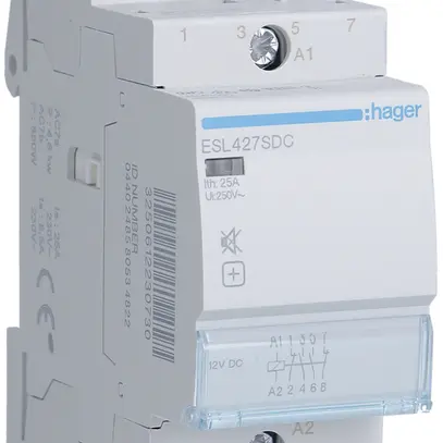 Contattore AMD Hager 12VDC 2 chiusura 2 apertura 25A senza ronzio 2UM 