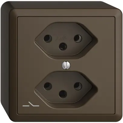 Presa AP EDIZIOdue 2×T13 coffee 1×S con shutter 