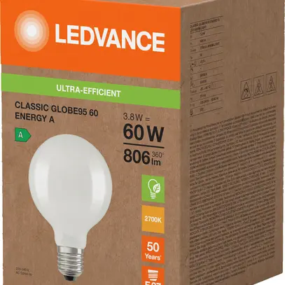 Lampada LED LEDVANCE CLASSIC GLOBE E27 3.8W 806lm 2700K Ø95×135mm opaco 