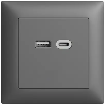 UP-Steckdose USB 18W Typ A + Typ C Feller EDIZIOdue FMI 230V 3600mA dunkelgrau 