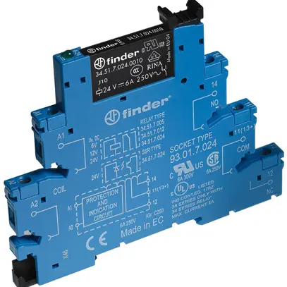 Relais couplage AMD Finder 38, 1C 6A/220…240VUC AgNi+Au bornes à vis 