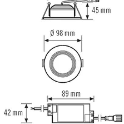 Downlight LED ESYLUX ELSA-2 Ø98 ON/OFF 5W 3000K, 500lm, blanc 