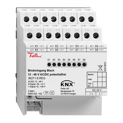 REG-Binäreingang Feller KNX 8-fach 12…48VAC/DC 