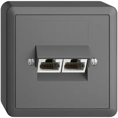 Prise AP 2×RJ45/s 8P sép.EDIZIOdue gris foncé, ITplus 